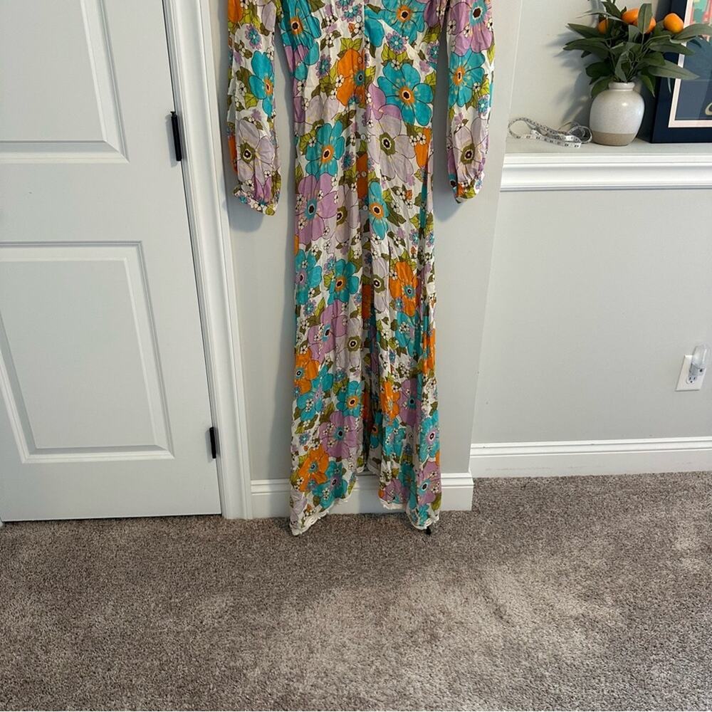 Tuckernuck Stella Pardo Paris Retro Floral Orange Maxi Dress XS - Picture 7 of 14